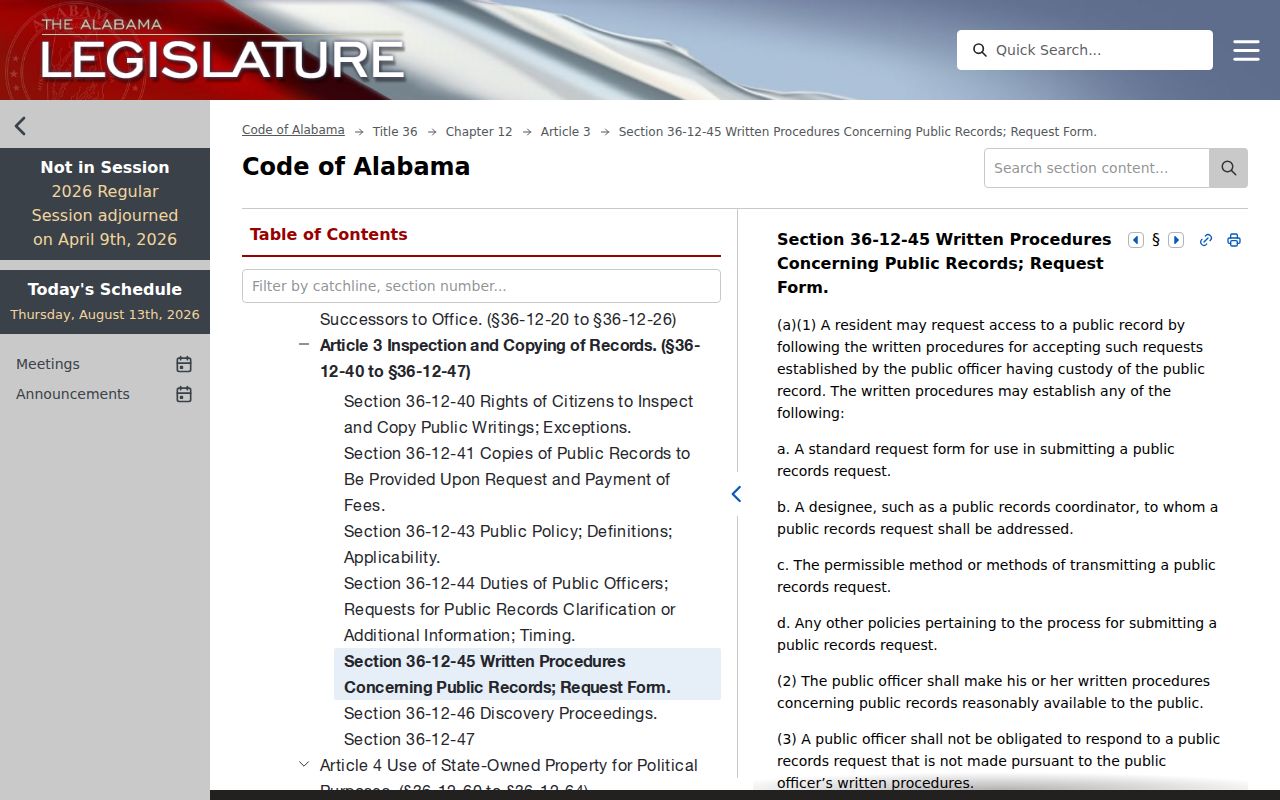 Covington County civil docket public records request law