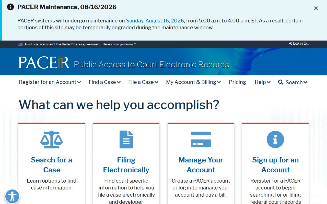 Covington County federal court records through PACER