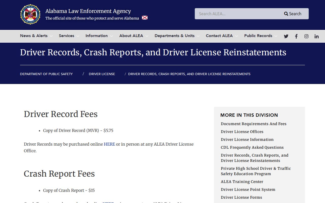 Covington County traffic court records and separate ALEA file